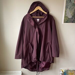 Chicos Women's Hooded Rain Jacket in Burgundy Sz L